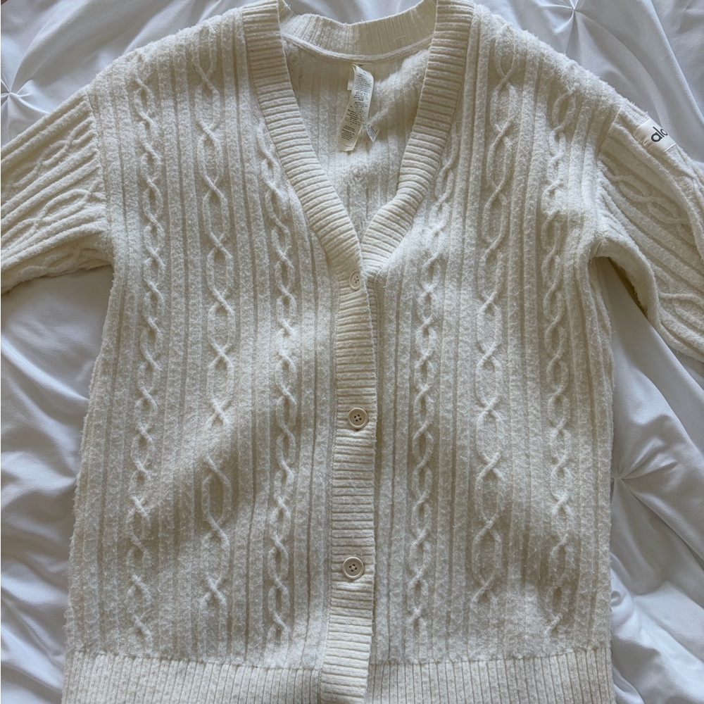 ALO Yoga Cream Cable Knit Cardigan